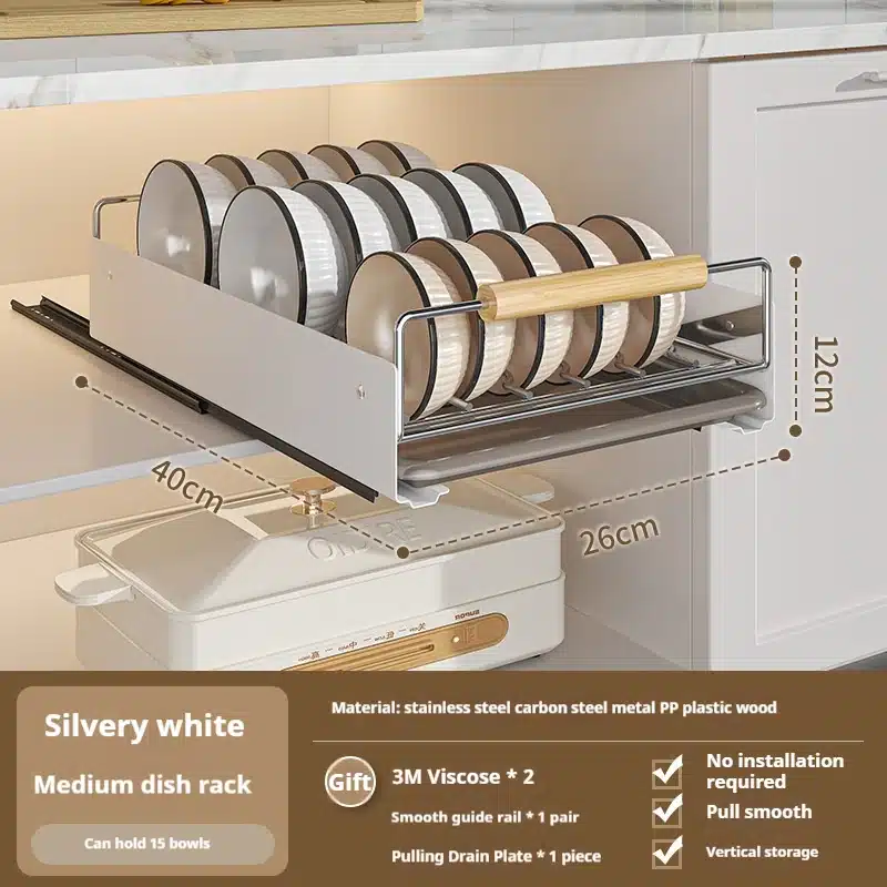 ZEXEF Kitchen Storage Box with Sliding Rail Pull-out Cabinet Storage Rack Spice Pantry Shelves Drawer Kitchen Organizer Basket - 画像 (11)