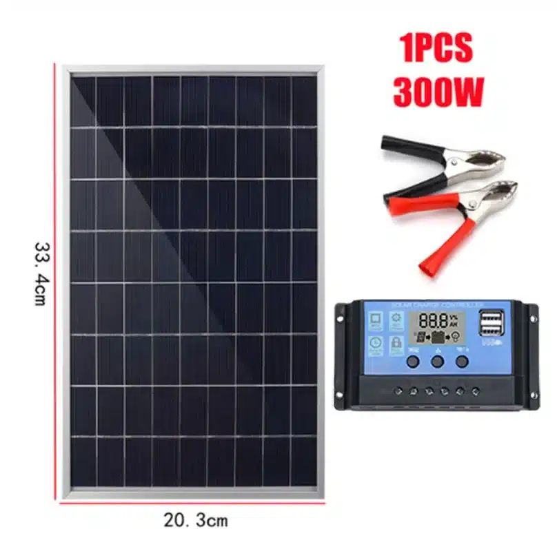 300W 12V Solar Panel Kit Complete Polycrystalline USB Power Portable Outdoor Rechargeable Solar Cell Solar Generator for Home - 画像 (8)