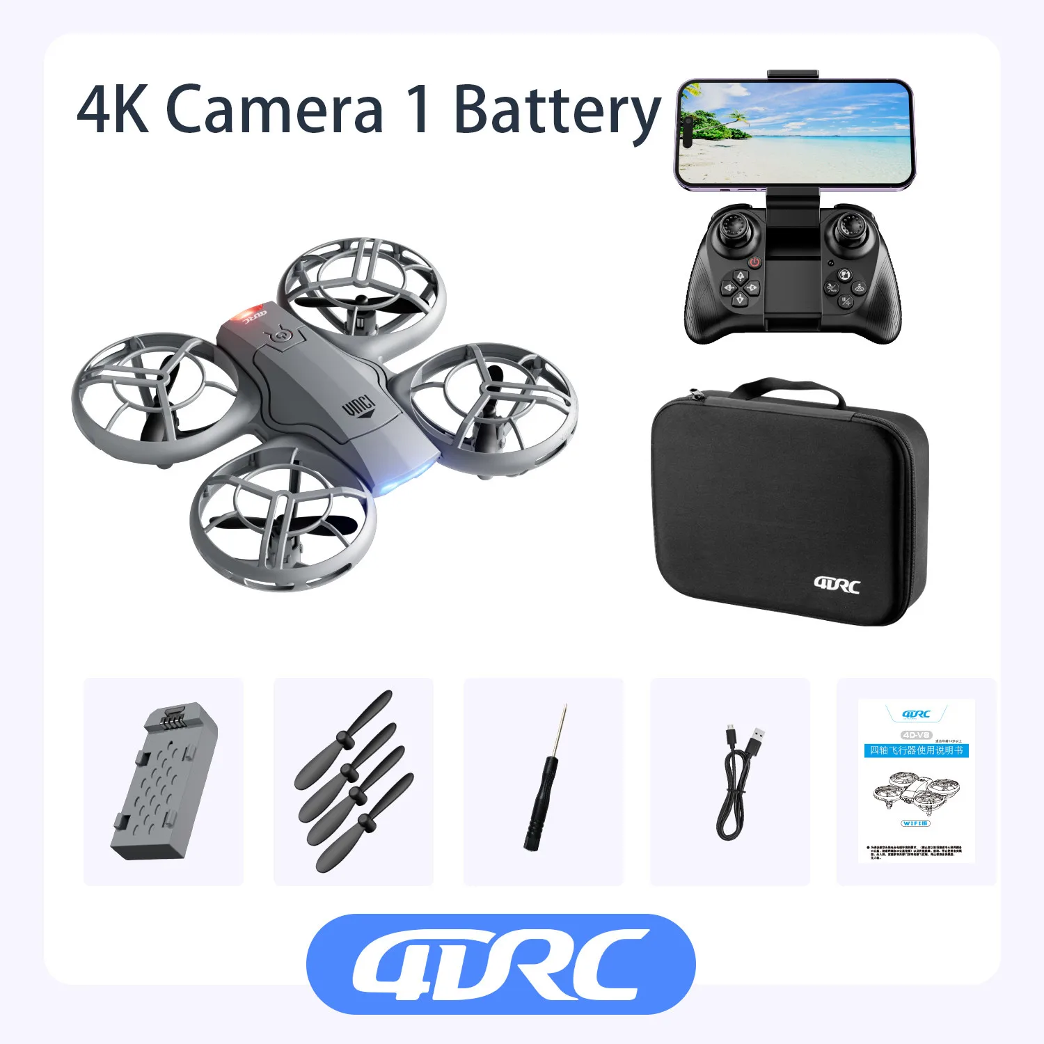 V8 New Mini Drone 4k profession HD 1080P Wide Angle Camera WiFi FPV RC Dron Height Keep Drones Helicopter Kids Toys 4DRC - 画像 (16)