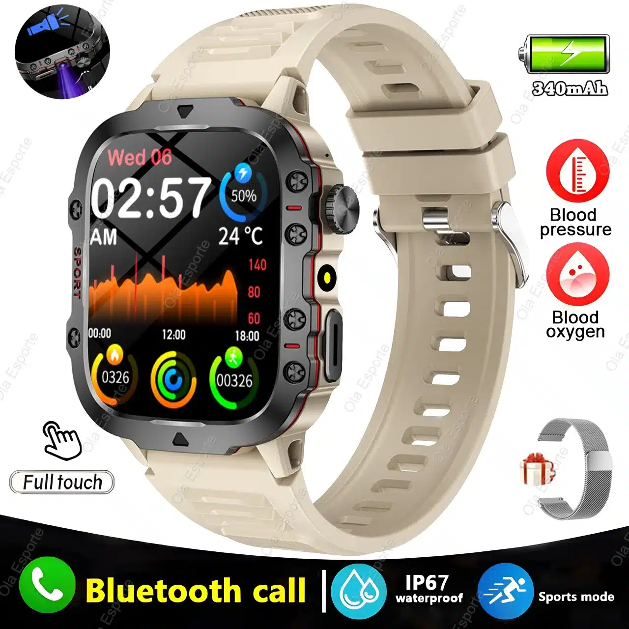 2025 For Huawei Xiaomi Military Smartwatch GPS Men Flashlight Waterproof Outdoor Sport Tracker HD Bluetooth Call Smart Watch New - 画像 (15)