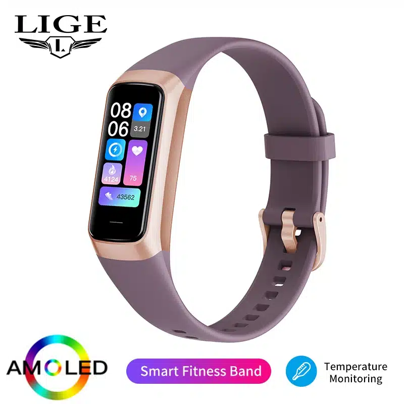 LIGE Amoled Smart Watch Smartwatch Band Women Heart Rate Blood Waterproof Connected Smart Bracelet Sport Fitness Tracker Watch - 画像 (10)