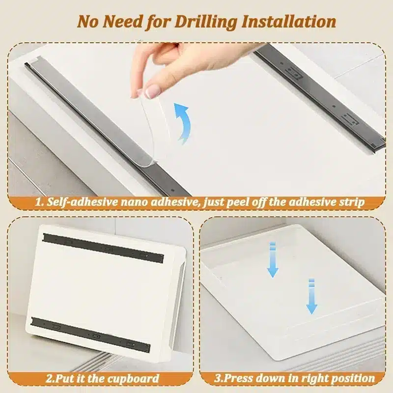 ZEXEF Kitchen Storage Box with Sliding Rail Pull-out Cabinet Storage Rack Spice Pantry Shelves Drawer Kitchen Organizer Basket - 画像 (4)