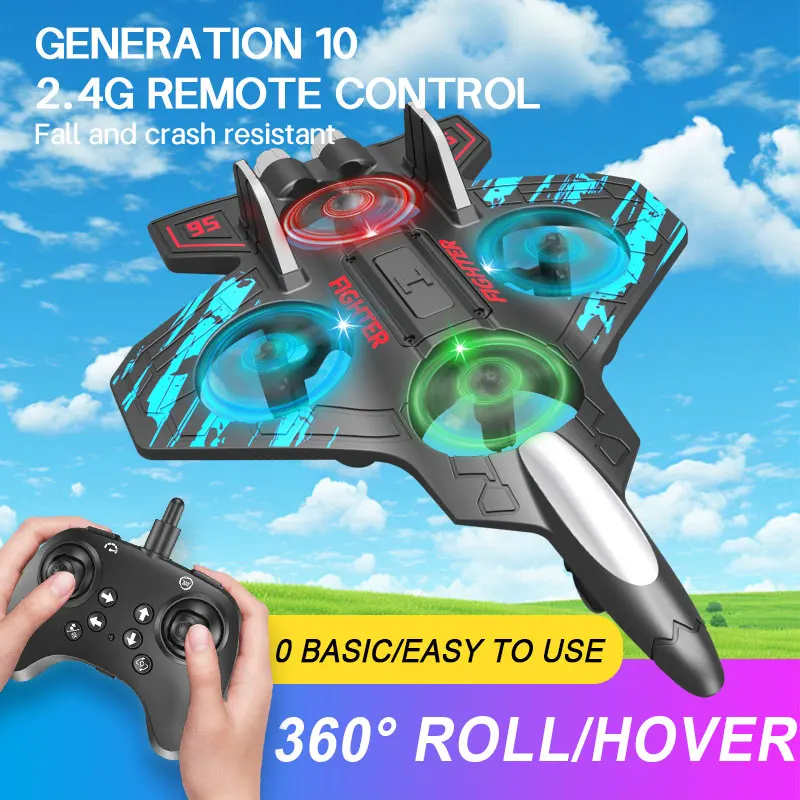 Glider Flying Helicopter RC Hobby Jet Plane 2.4G Stunt Remote Control Foam Fighter Airplane Toy With Light - 画像 (6)