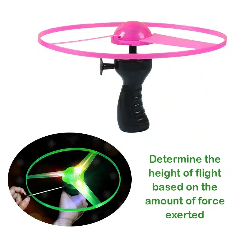 1pc Pull Wire Glow UFO Funny Spinning Flyer Luminous LED Light Handle Top Toys for Kids Gifts Outdoor Sport Parent-child Game - 画像 (3)