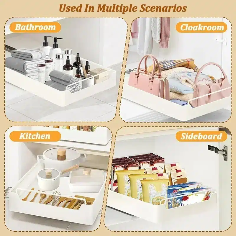 ZEXEF Kitchen Storage Box with Sliding Rail Pull-out Cabinet Storage Rack Spice Pantry Shelves Drawer Kitchen Organizer Basket - 画像 (5)