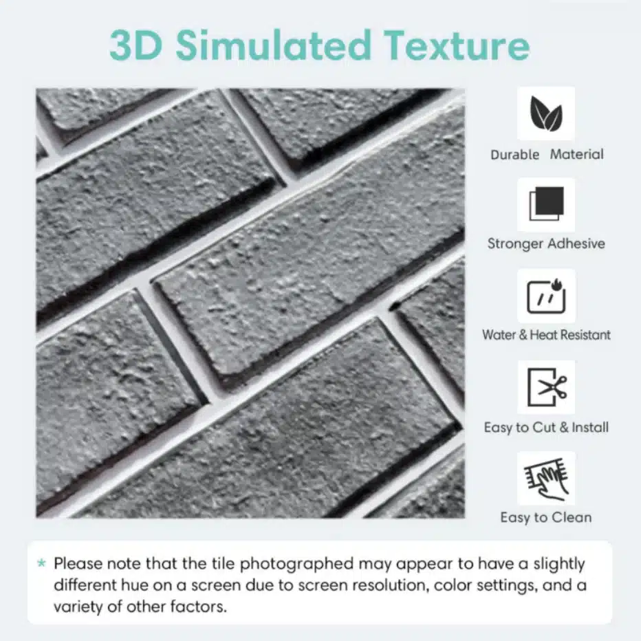 1/10pcs 3D Wall Sticker Self-adhesive Faux Brick Wall Panel Peel and Stick Kitchen Tile Backsplash Bathroom Wall Tile Sticker - 画像 (3)