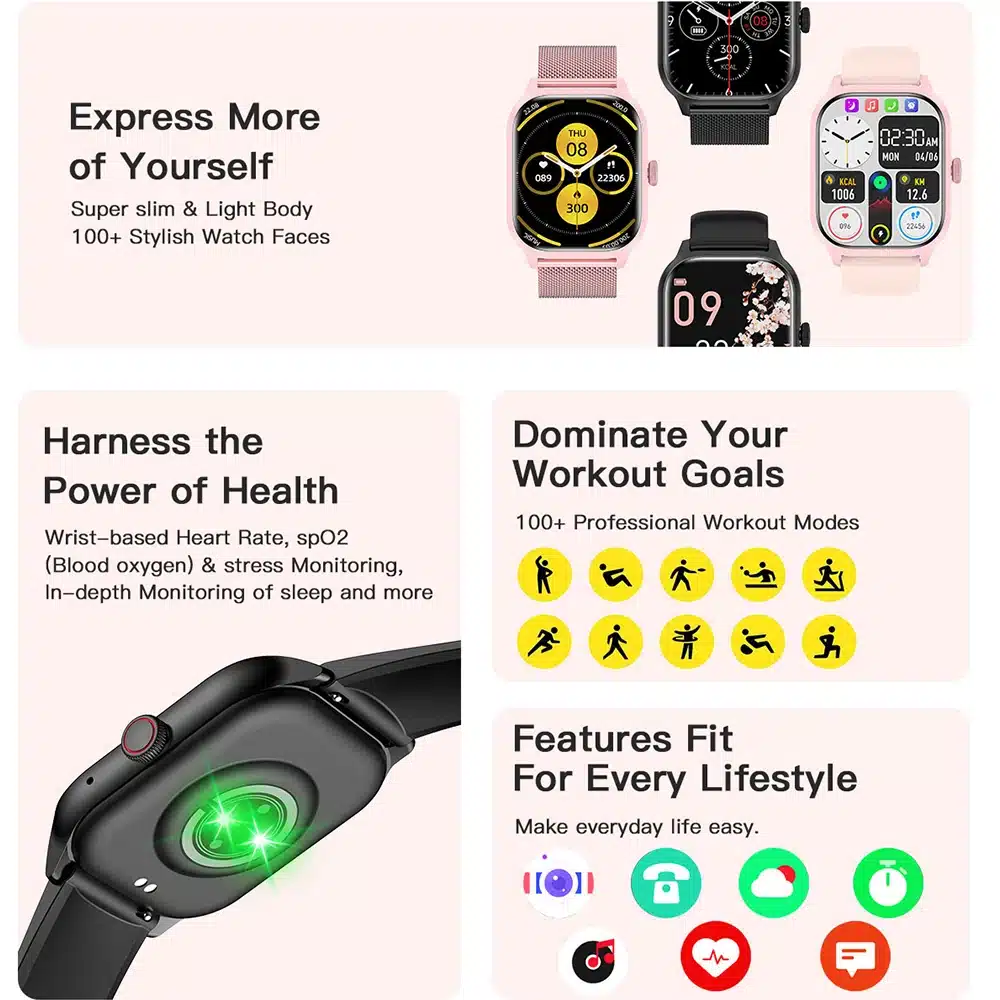 LEMFO LT10 Smart Watch 2024 Android Gift Bluetooth Call Smartwatch 2024 Touch Dial Music Fitness Tracker Sports Watches - 画像 (4)
