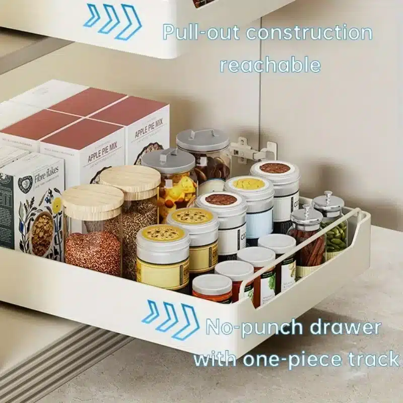 ZEXEF Pull Out Cabinet Organizer Multifunctional Storage Rack Kitchen Accessories Storage Tray Spice Box Storage Rack - 画像 (5)