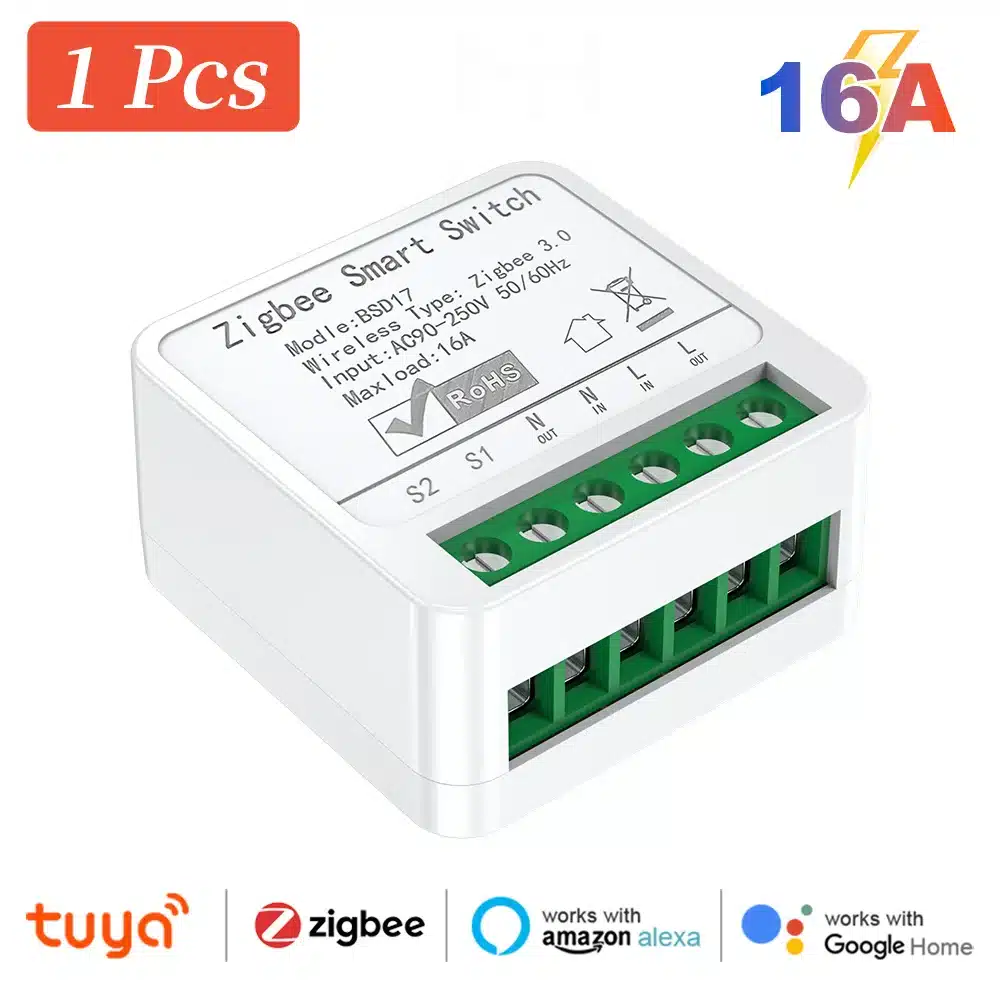 Zigbee3.0 Mini Light Smart DIY Switch 2Way 16A Module Control Smart Relay Automation Breaker Works With Google Home Zigbee2MQTT - 画像 (7)