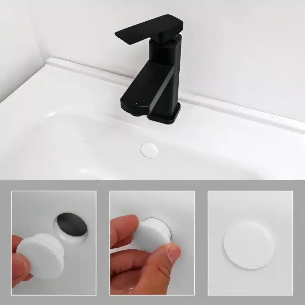 2pcs Washbasin Water Plug White Circular Silicone Overflow Hole Plug Suitable for Kitchen Sink Bathroom Bathtub Sealing Plug - 画像 (2)