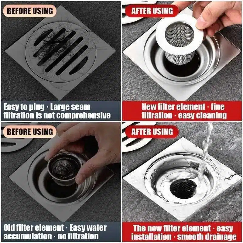 Stainless Steel Floor Drain Filter Mesh Sink Strainer Kitchen Bathroom Anti-clog Drains Bathtub Hair Catcher Shower Strainers - 画像 (6)