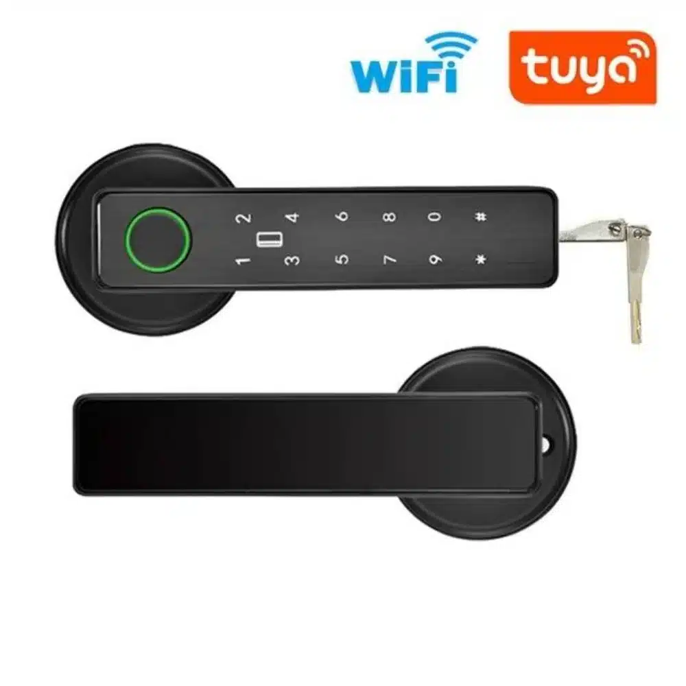 Tuya Bluetooth Smart Fingerprint Door Lock With Password Mechanical Key Unlocking For Wooden Door Single Handle Smartlife - 画像 (6)