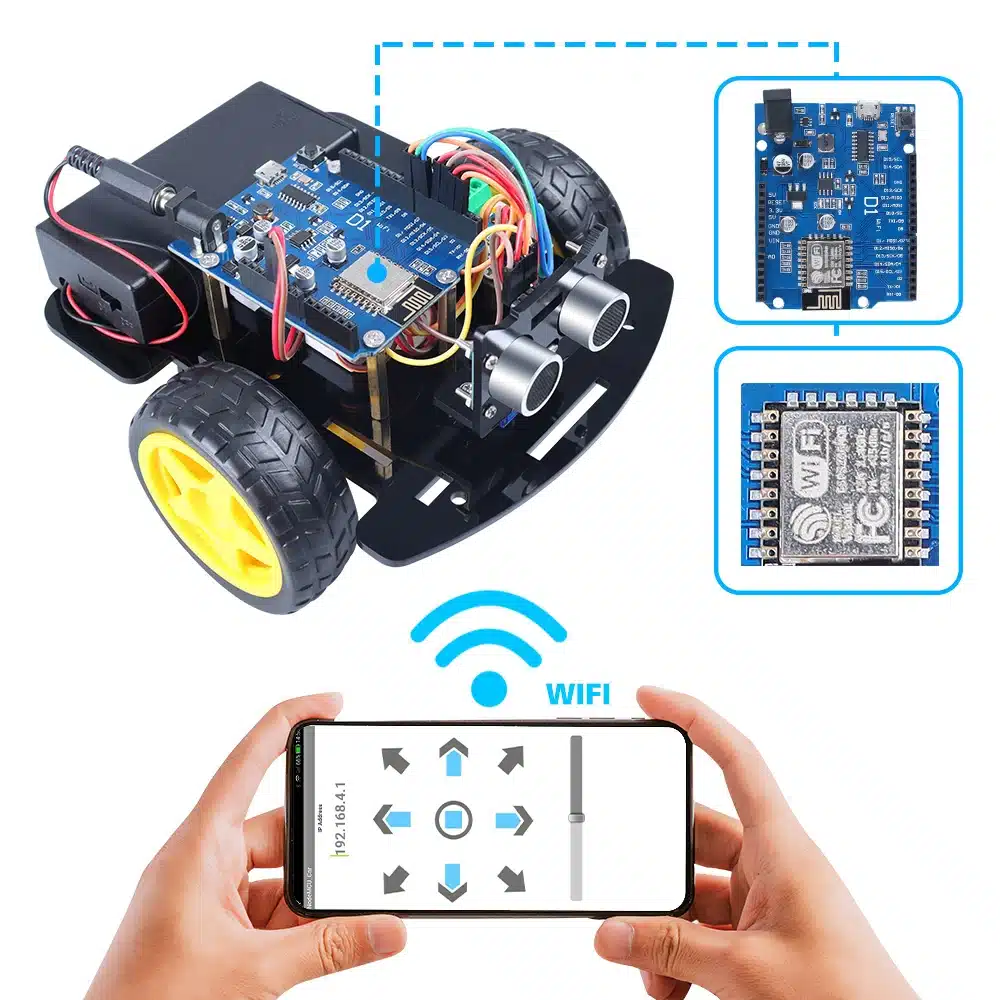 ESP8266 Wifi 2WD Smart Robot Car Kit for Arduino Programming Design Complete Automation Robot Electronic Kit Educational Robot - 画像 (2)