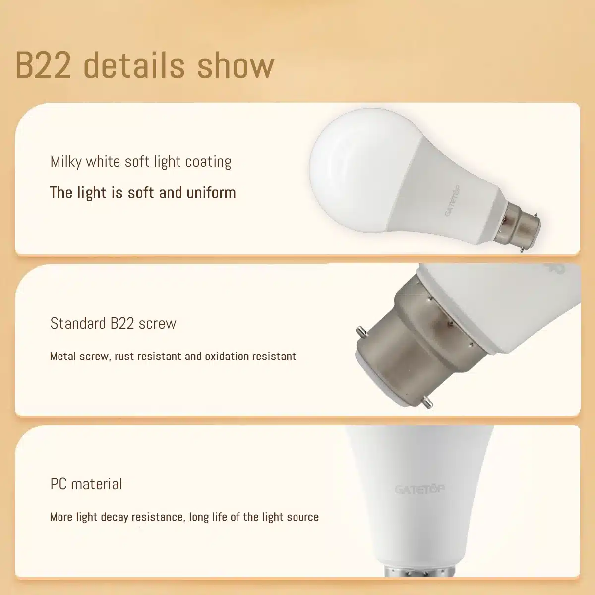 10Pack B22 LED bulb Lamp 220V 110V No flicker 8W 9W 12W 18W 24W Hight birght Warm lighting for home derection - 画像 (5)
