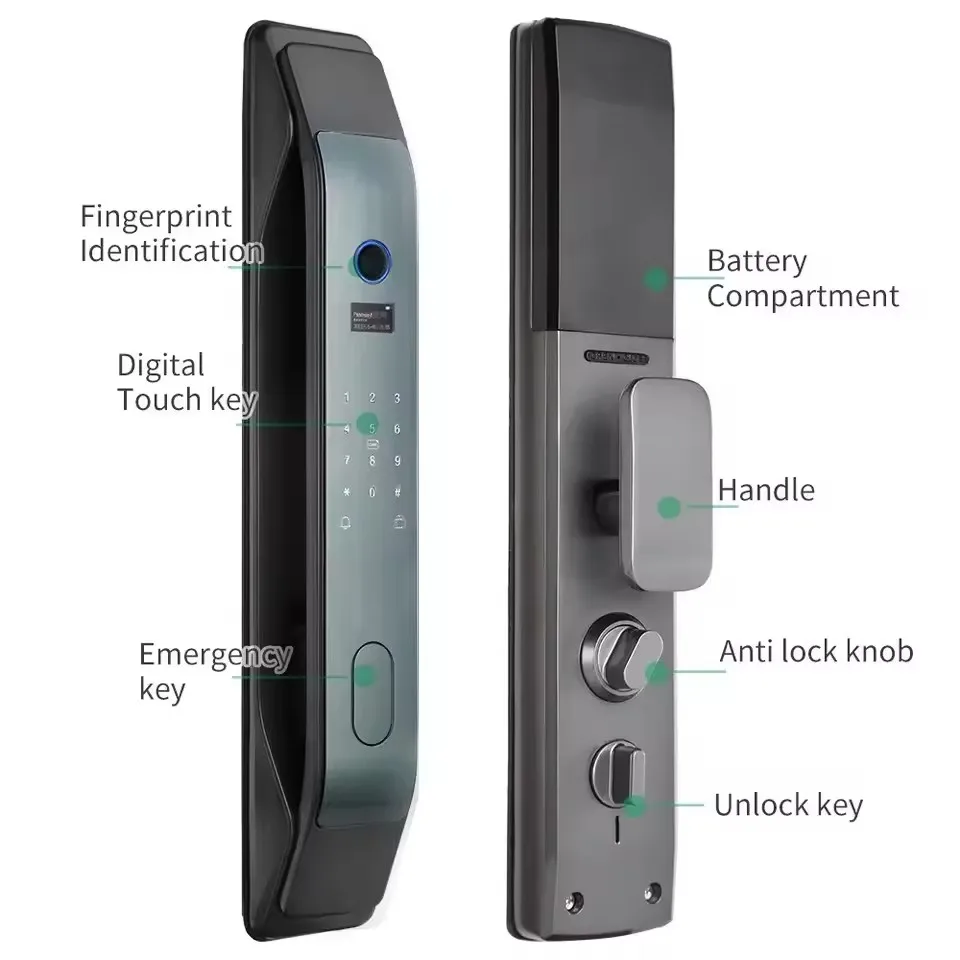 Glomarket Fully Automatic Tuya WIFI Smart Door Lock App Remote Fingerprint Smart Intelligent Door Lock for Smart Home - 画像 (4)