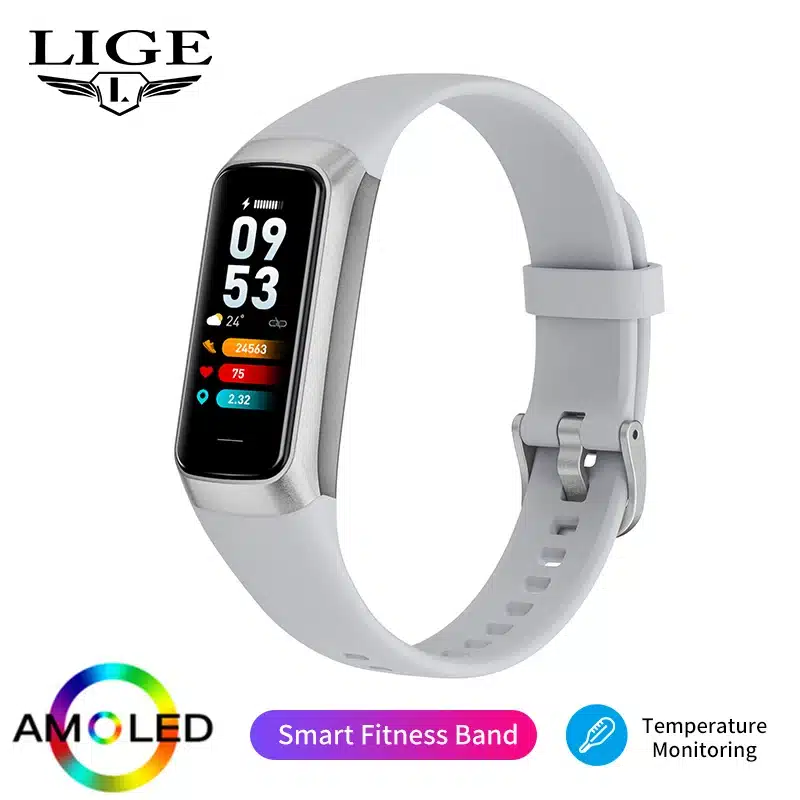 LIGE Amoled Smart Watch Smartwatch Band Women Heart Rate Blood Waterproof Connected Smart Bracelet Sport Fitness Tracker Watch - 画像 (8)