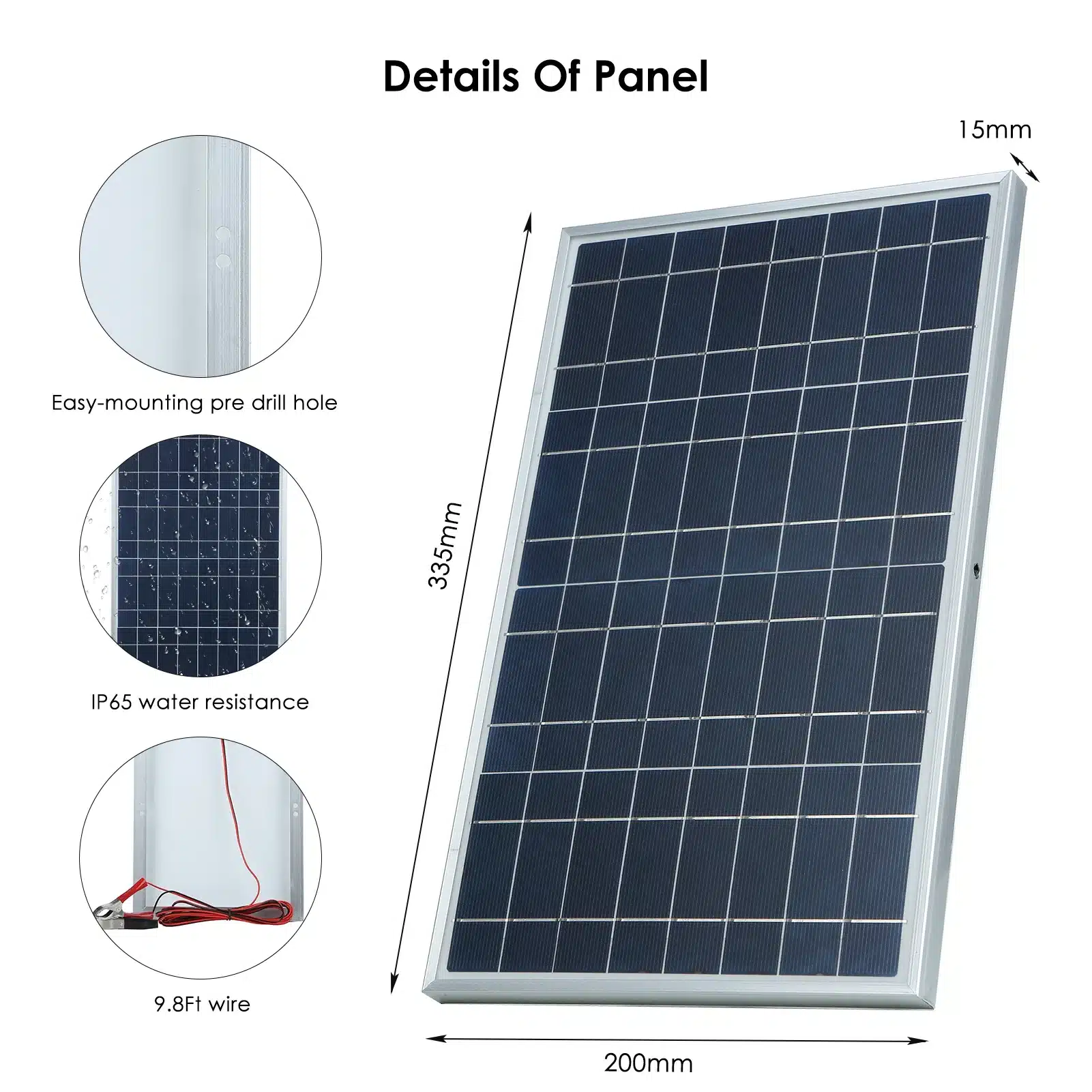 300W 12V Solar Panel Kit Complete Polycrystalline USB Power Portable Outdoor Rechargeable Solar Cell Solar Generator for Home - 画像 (3)