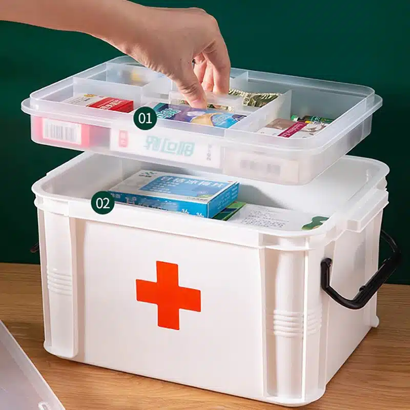 First Aid Kit Medicine Storage Box Portable Emergency Box Household Double Layers Medicine Boxes Medical Kit Storage Organizer - 画像 (3)
