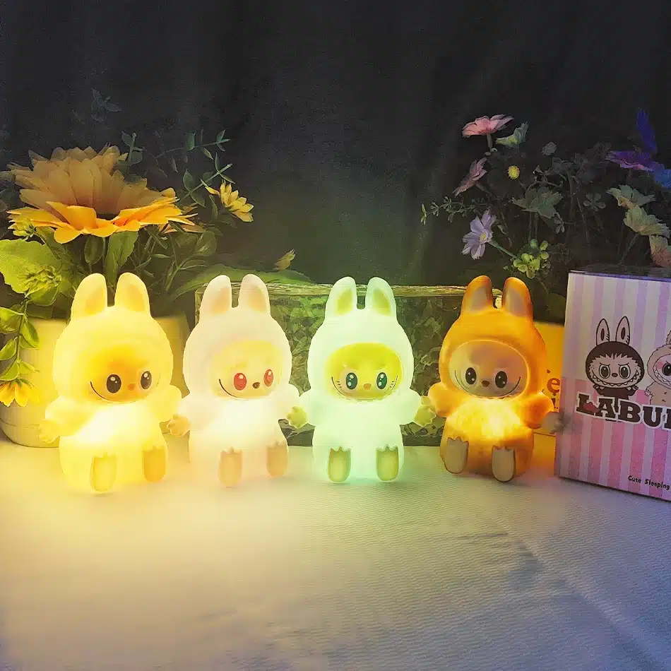 NEW 2025 【EU】 Labubu Night Light Cartoon Cute Children Toy Gift Diy Resin Car Labubu Model Soft Glow Bedside Companion for Sleep - 画像 (4)