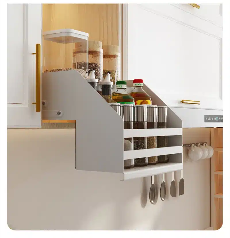 Kitchen high cabinets storage rack lifting Pull basket hanging cabinets pull-down shelves seasoning racks - 画像 (3)