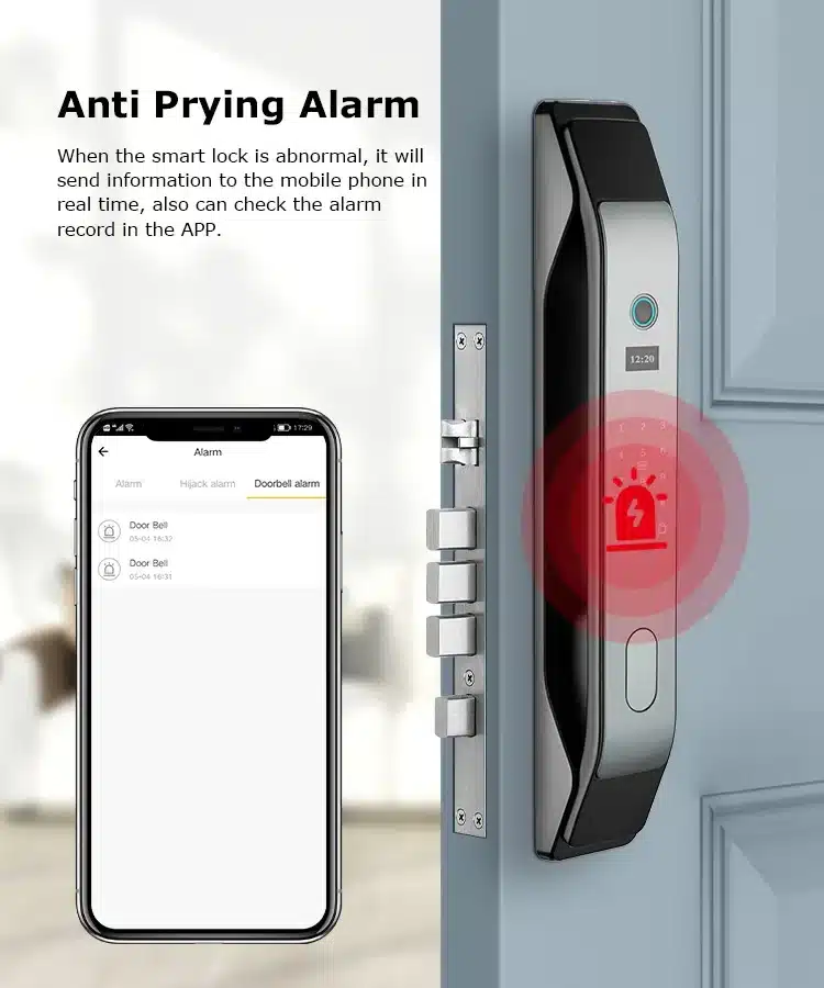 Glomarket Fully Automatic Tuya WIFI Smart Door Lock App Remote Fingerprint Smart Intelligent Door Lock for Smart Home - 画像 (5)