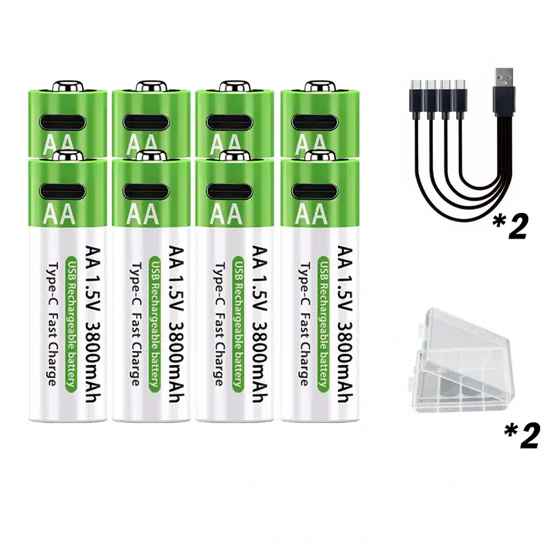 LIKEKALA Li-ion AA Rechargeable Batteries USB Lithium-ion 3800mAh 1.5V AA Rechargeable Batteries+ Data Cable and Storage Box - 画像 (10)