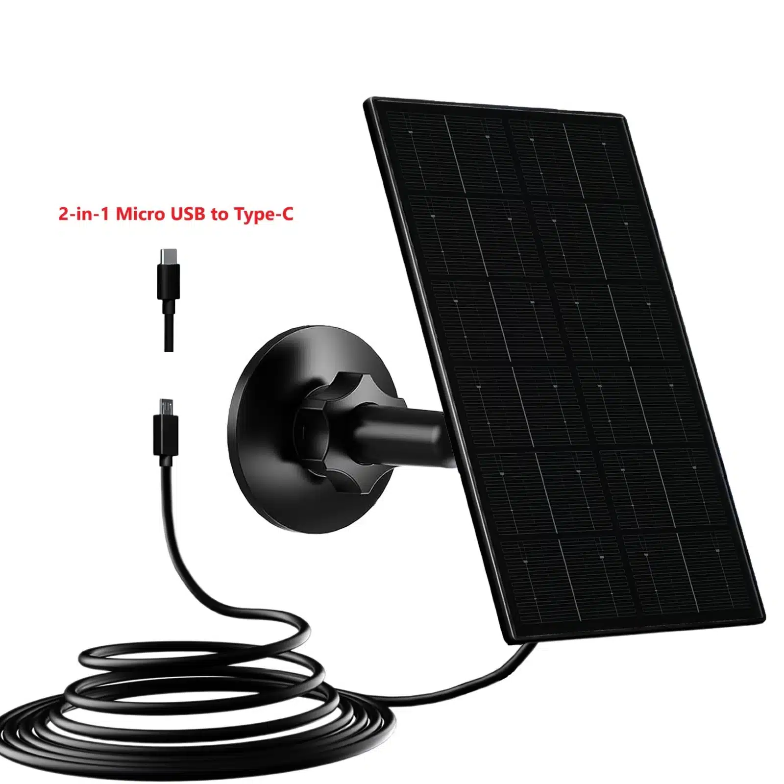 10W 5V Solar Panel Kit 2in1 Micro USB+Type-C Solar Panels Outdoor Solar Cells Chargerfor Security Camera/Small Home Light System - 画像 (7)