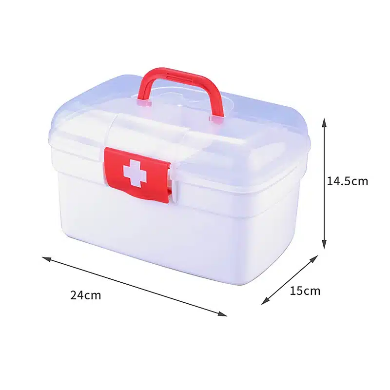 1 Pcs Portable Medicine Storage Box Large Capacity Medicine Kit Family Hand First Aid Chest Simple Travel Emergency Box - 画像 (11)