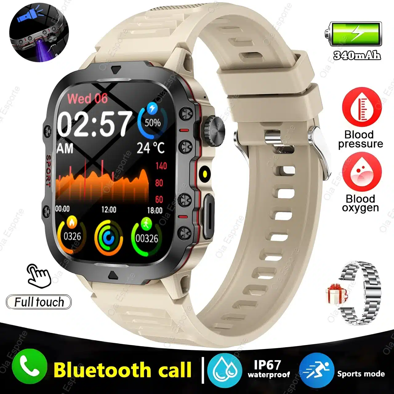 2025 For Huawei Xiaomi Military Smartwatch GPS Men Flashlight Waterproof Outdoor Sport Tracker HD Bluetooth Call Smart Watch New - 画像 (13)