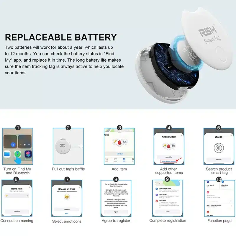 Mini GPS Tracker Bluetooth 5.0 Anti-Lost Device Pet Kids Bag Smart Wallet Tracking IOS Android Smart Finder Locator Accessory - 画像 (5)