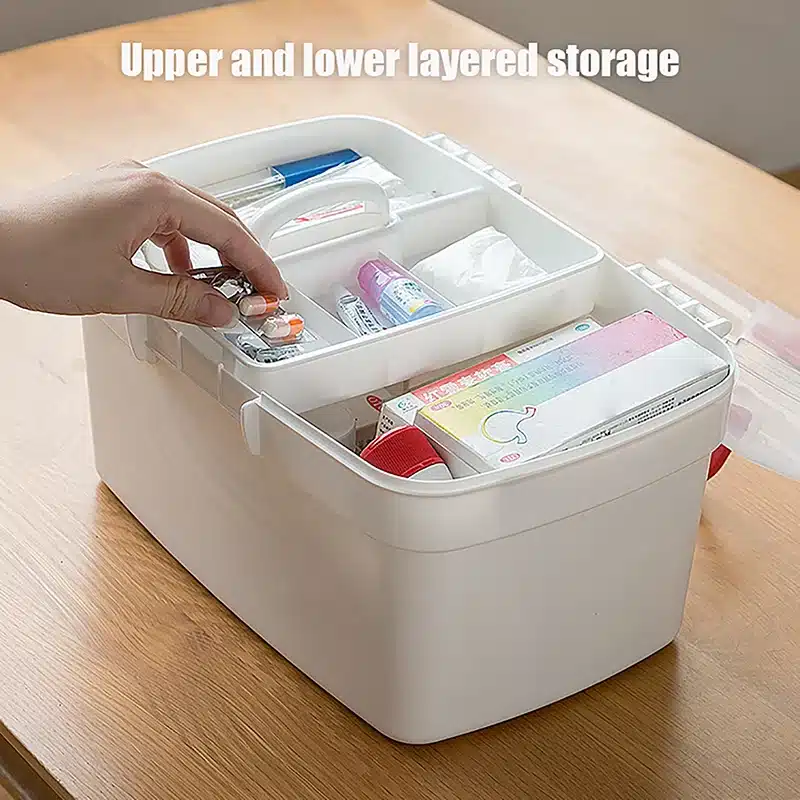 1 Pcs Portable Medicine Storage Box Large Capacity Medicine Kit Family Hand First Aid Chest Simple Travel Emergency Box - 画像 (3)