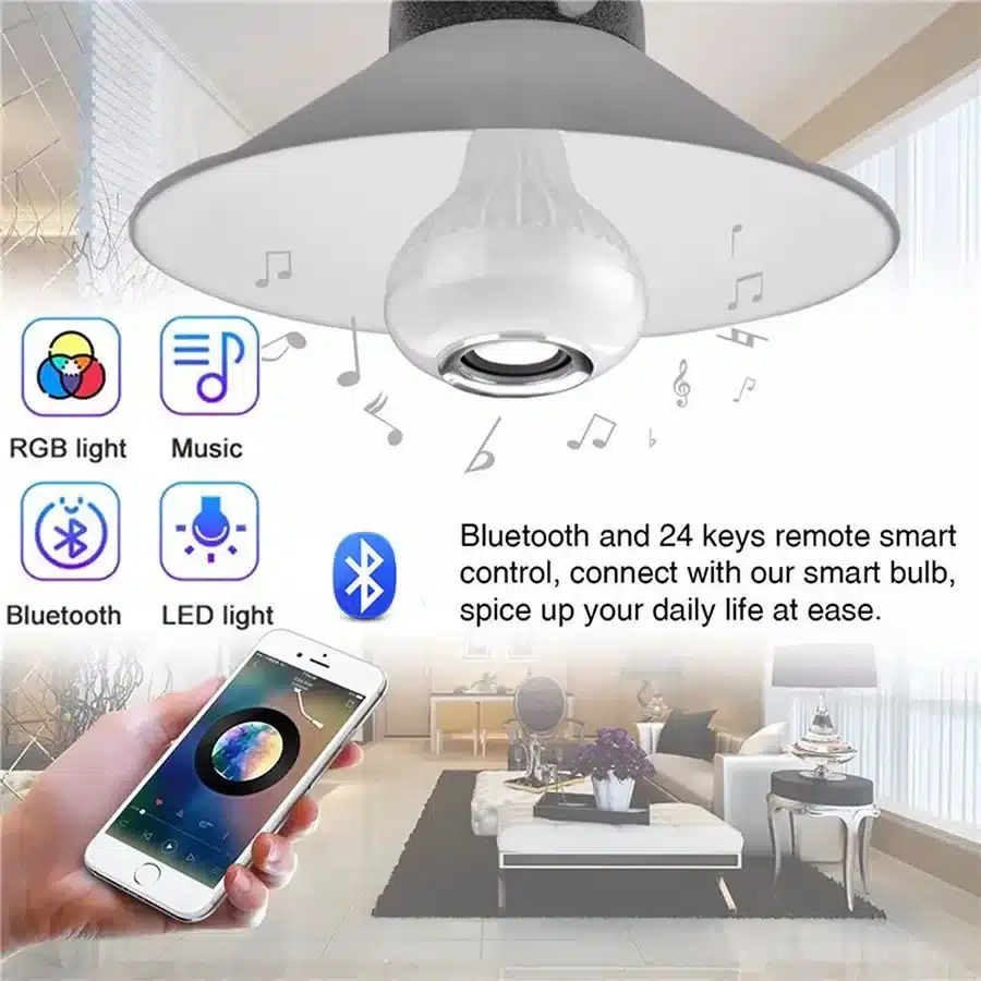 E27 Bluetooth Speaker Music Bulb RGB Lights Bulb 12W 85-265V with Remote Control For Live Room Bedroom Home Decor Lighting - 画像 (2)