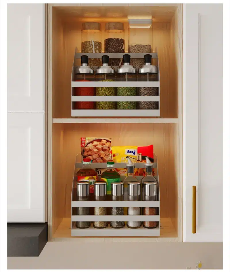 Kitchen high cabinets storage rack lifting Pull basket hanging cabinets pull-down shelves seasoning racks - 画像 (4)