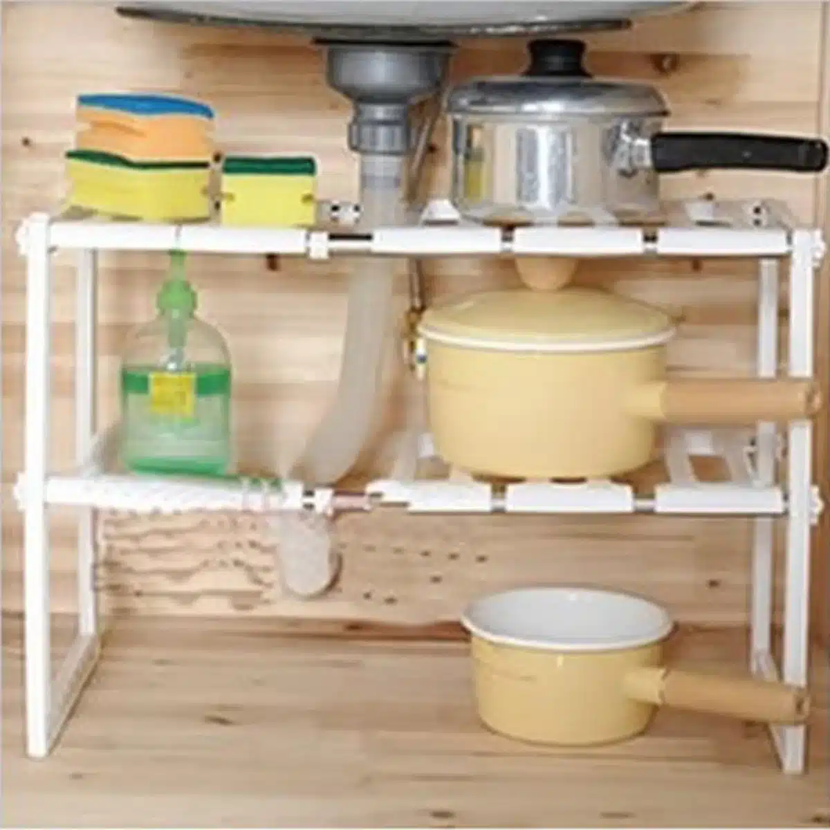 Removable Kitchen Cabinet Organizer Shelves Stackable Kitchen Counter Shelves Cabinet Organizer And Storage Under Sink Storage - 画像 (2)