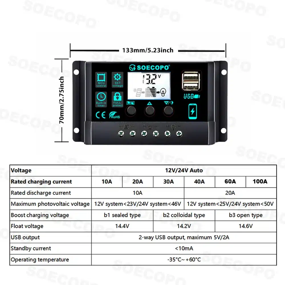 10000W Solar System Complete Set Dual USB Inverter 220V 300W Solar Panel 100A Controller for RV Camping Home Backup CE FCC - 画像 (4)