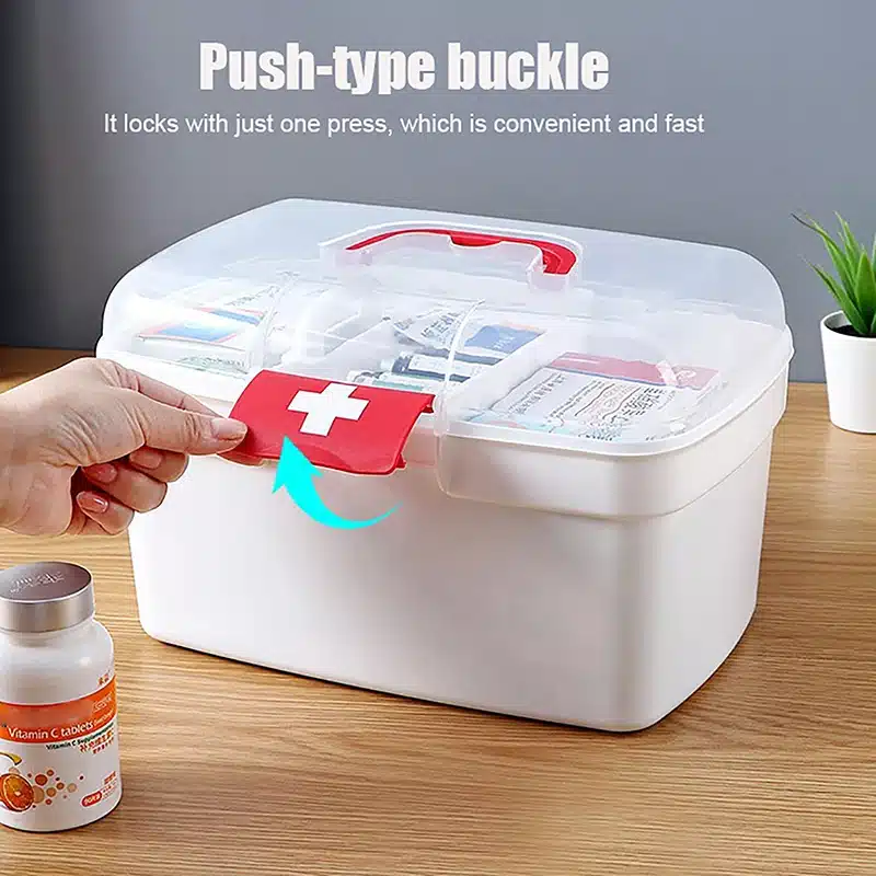 1 Pcs Portable Medicine Storage Box Large Capacity Medicine Kit Family Hand First Aid Chest Simple Travel Emergency Box - 画像 (6)