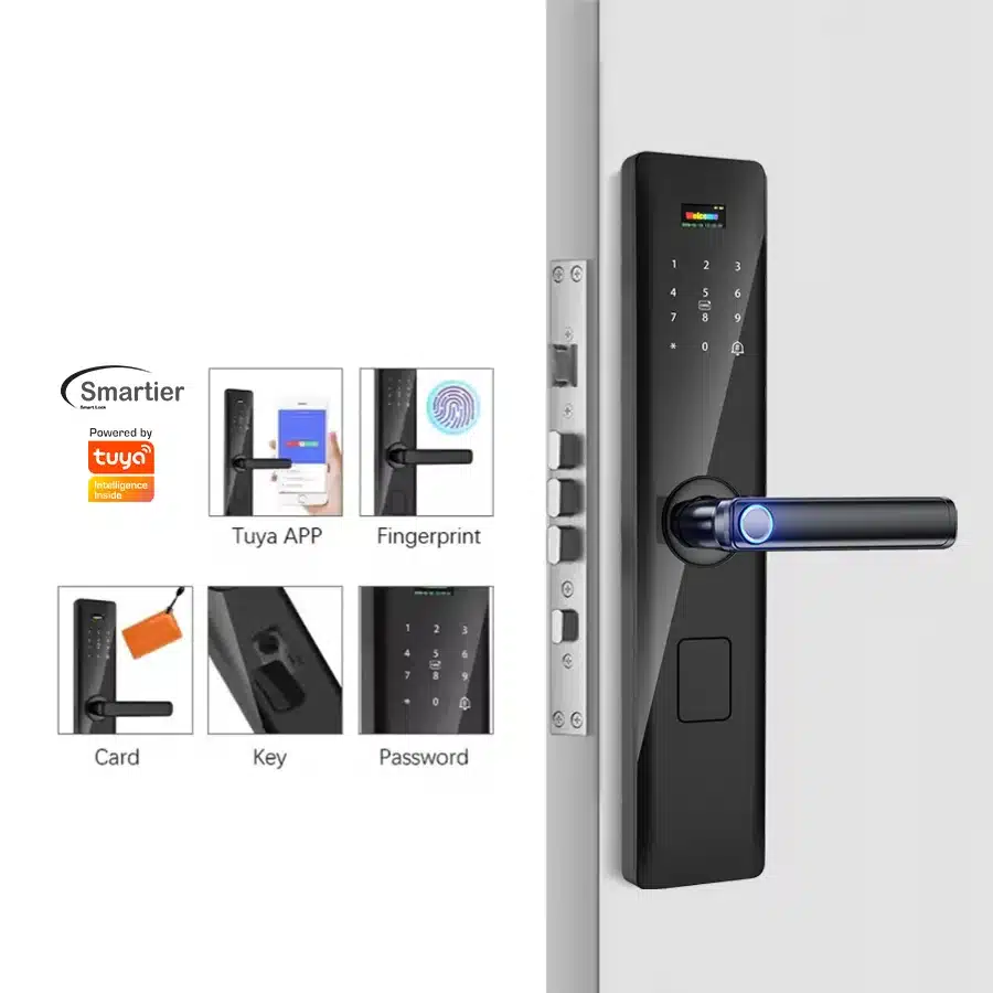 Glomarket Tuya Smart Security Digital Door Lock Biometric Fingerprint Handle Smart Lock Hotel Apartment Room Lock Factory Price - 画像 (2)