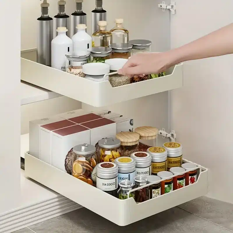 ZEXEF Pull Out Cabinet Organizer Multifunctional Storage Rack Kitchen Accessories Storage Tray Spice Box Storage Rack - 画像 (2)