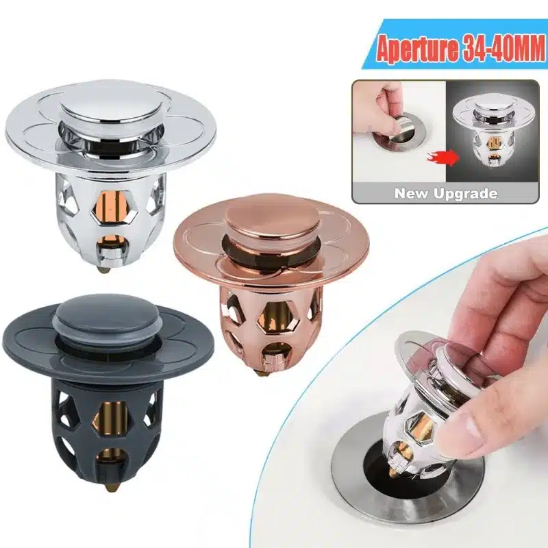 Copper Pop-Up Bounce Core Aperture 34-40mm Basin Drain Filter Hair Catcher Sink Strainer Bathtub Stopper Bath Plug Bathroom Tool - 画像 (6)