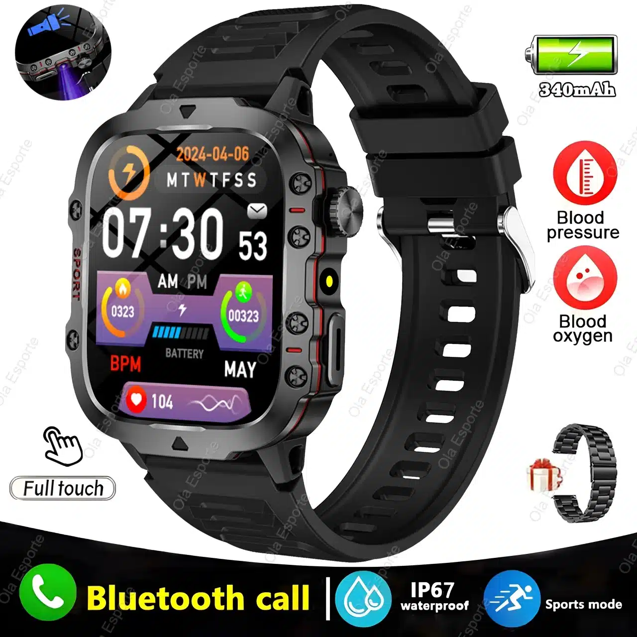 2025 For Huawei Xiaomi Military Smartwatch GPS Men Flashlight Waterproof Outdoor Sport Tracker HD Bluetooth Call Smart Watch New - 画像 (12)