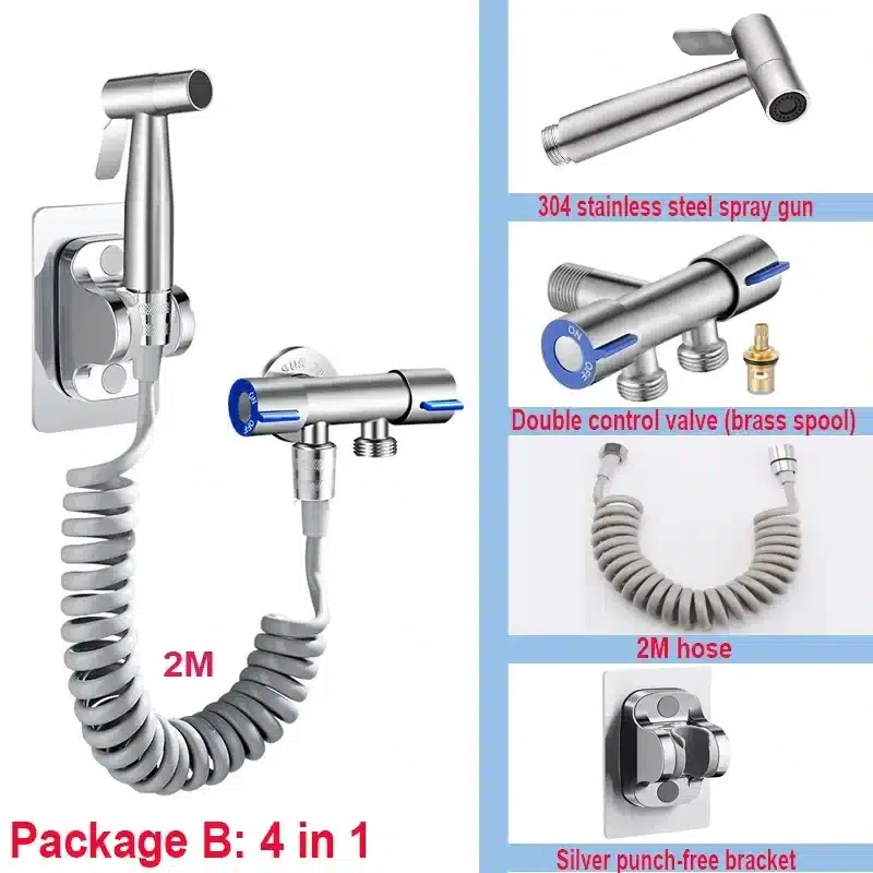 304 Stainless Steel Spray Gun Shower Handheld Bidet Sprayer Set Handheld Toilet Bidet Faucet Sprayer Shower Nozzle Self Cleaning - 画像 (7)