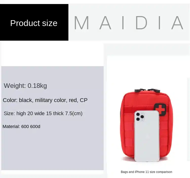 Portable Tactical First Aid Kit Medical Bag for Hiking Travel Home Emergency Treatment Case Survival Tools EDC Pouch - 画像 (2)