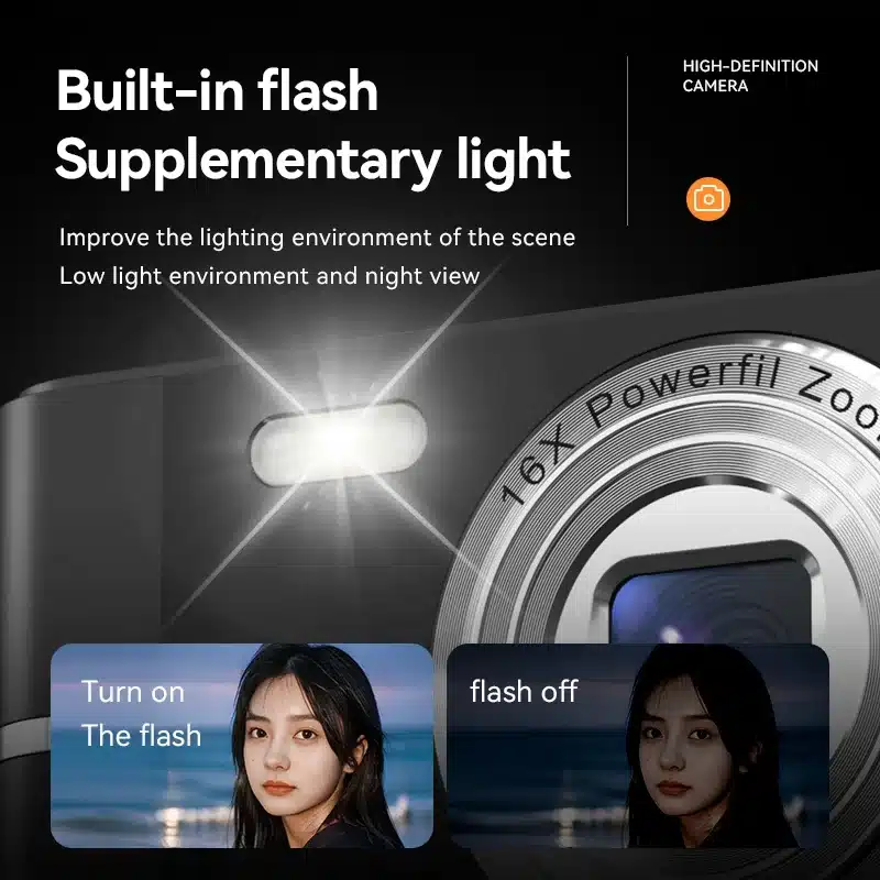 Xiaomi 4K Digital Camera 50MP 16X Student Camera Outdoor Anti-Shake Digital Video Camera Flash Video Recorder Small Video Camera - 画像 (4)