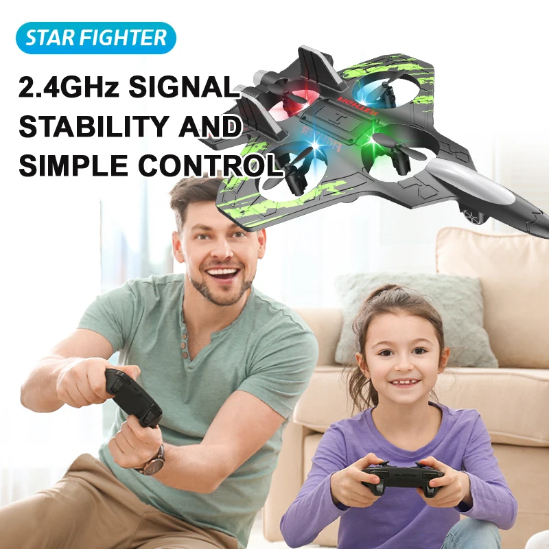 Glider Flying Helicopter RC Hobby Jet Plane 2.4G Stunt Remote Control Foam Fighter Airplane Toy With Light - 画像 (4)