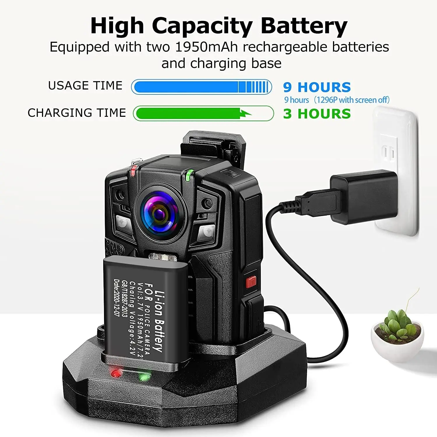 BOBLOV HD66/D7 128GB/64GB Police Body Camera, 2K 1440P Waterproof ,170° Wide Angle, Night Vision Body Camera (128GB with GPS) - 画像 (2)