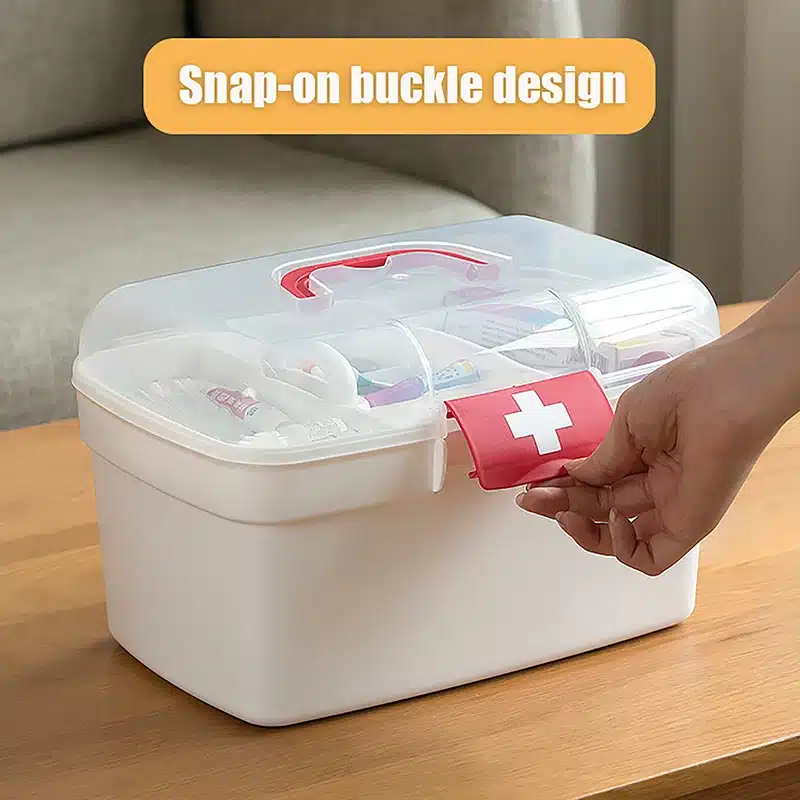 1 Pcs Portable Medicine Storage Box Large Capacity Medicine Kit Family Hand First Aid Chest Simple Travel Emergency Box - 画像 (2)