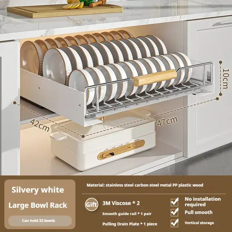 ZEXEF Kitchen Storage Box with Sliding Rail Pull-out Cabinet Storage Rack Spice Pantry Shelves Drawer Kitchen Organizer Basket - 画像 (9)