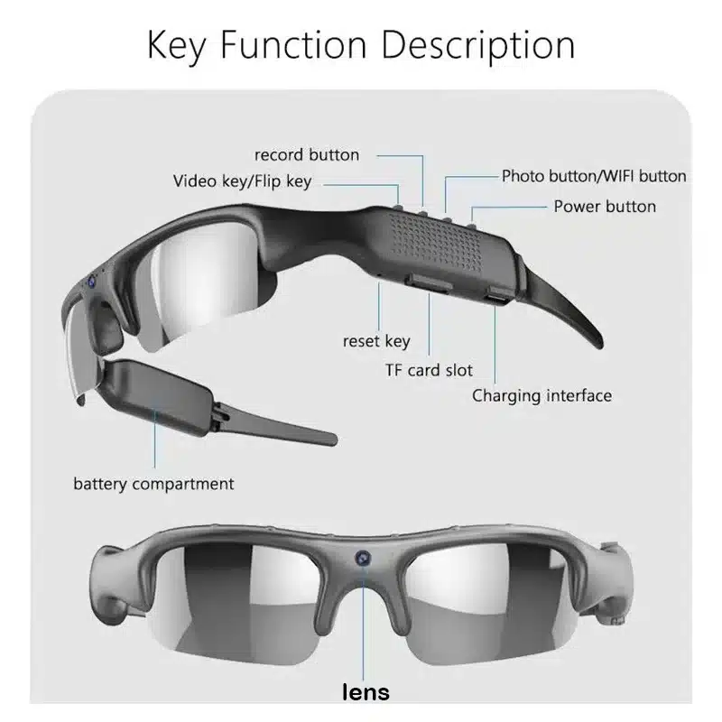 HD 1080P Glasses WIFI Camera Outdoor Bicycle Motorcycle Security Protection Sunglasses Video Camera Polarized Lens Sports Cam - 画像 (6)