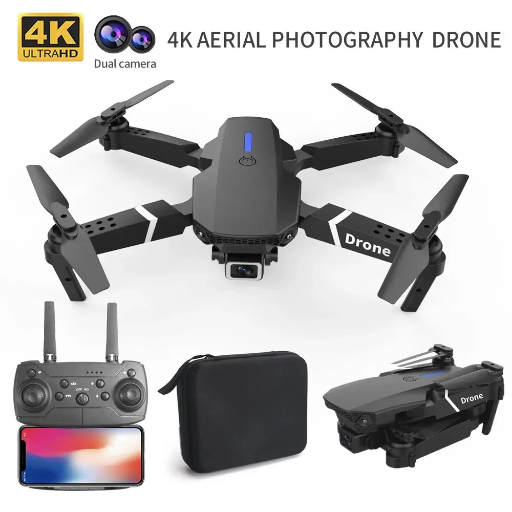 Professional Drone E88 4K Wide-Angle HD 1080P Camera WiFi FPV Height Hold Foldable RC Drone Quadrotor Helicopter Children's Toys - 画像 (2)