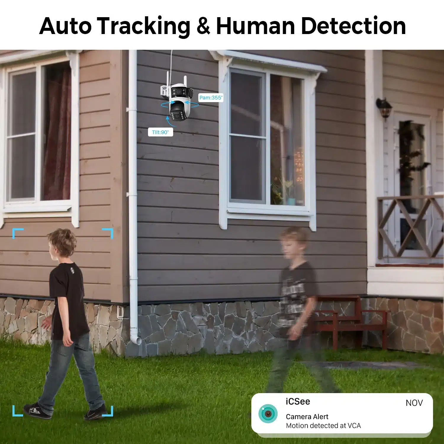 12MP 6K Wifi Camera Three Screens ICsee Surveillance Camera Outdoor Night Vison Ultra Wide View Angle Panoramic Security Camera - 画像 (5)